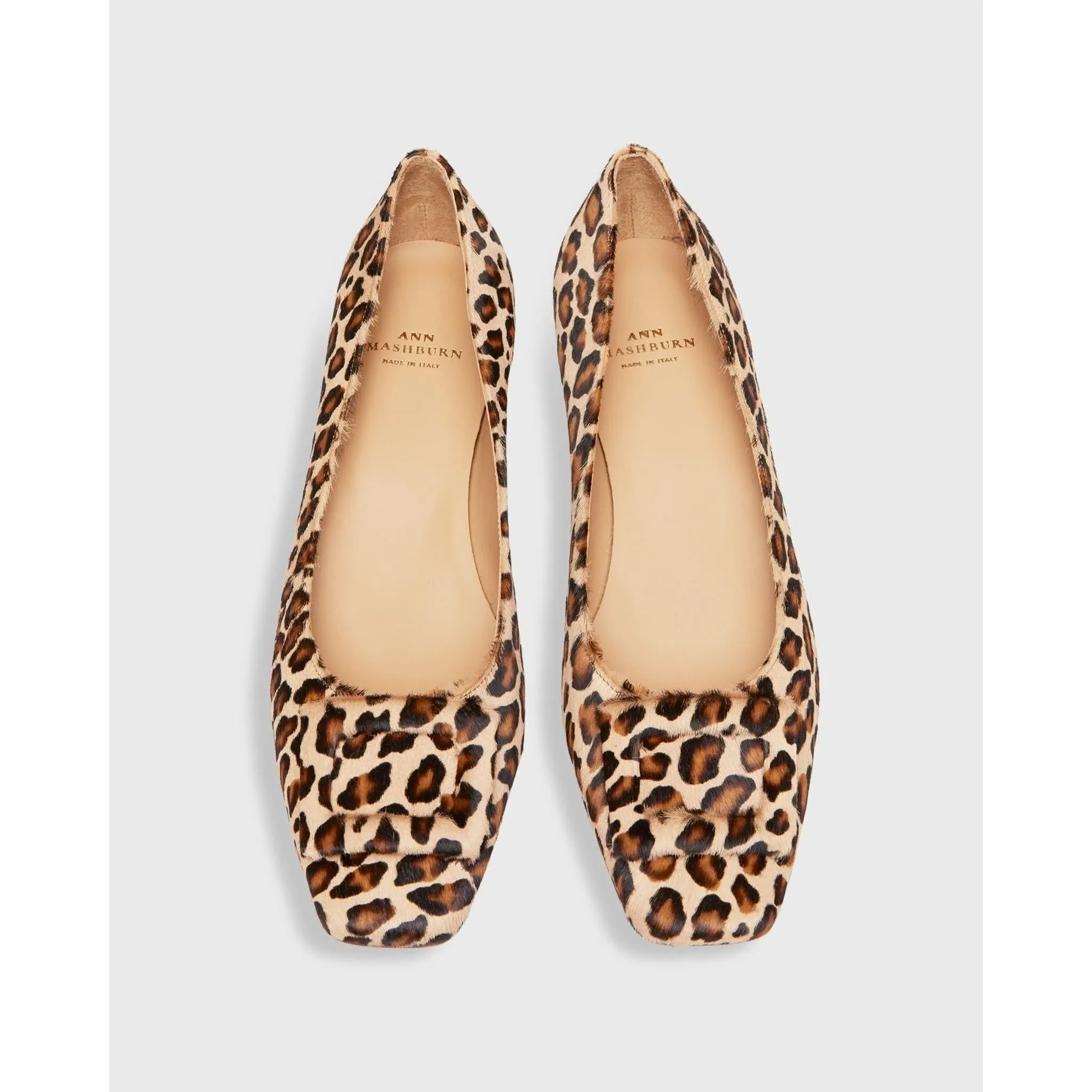 Ann Mashburn Buckle Shoe Leopard Calf Hair