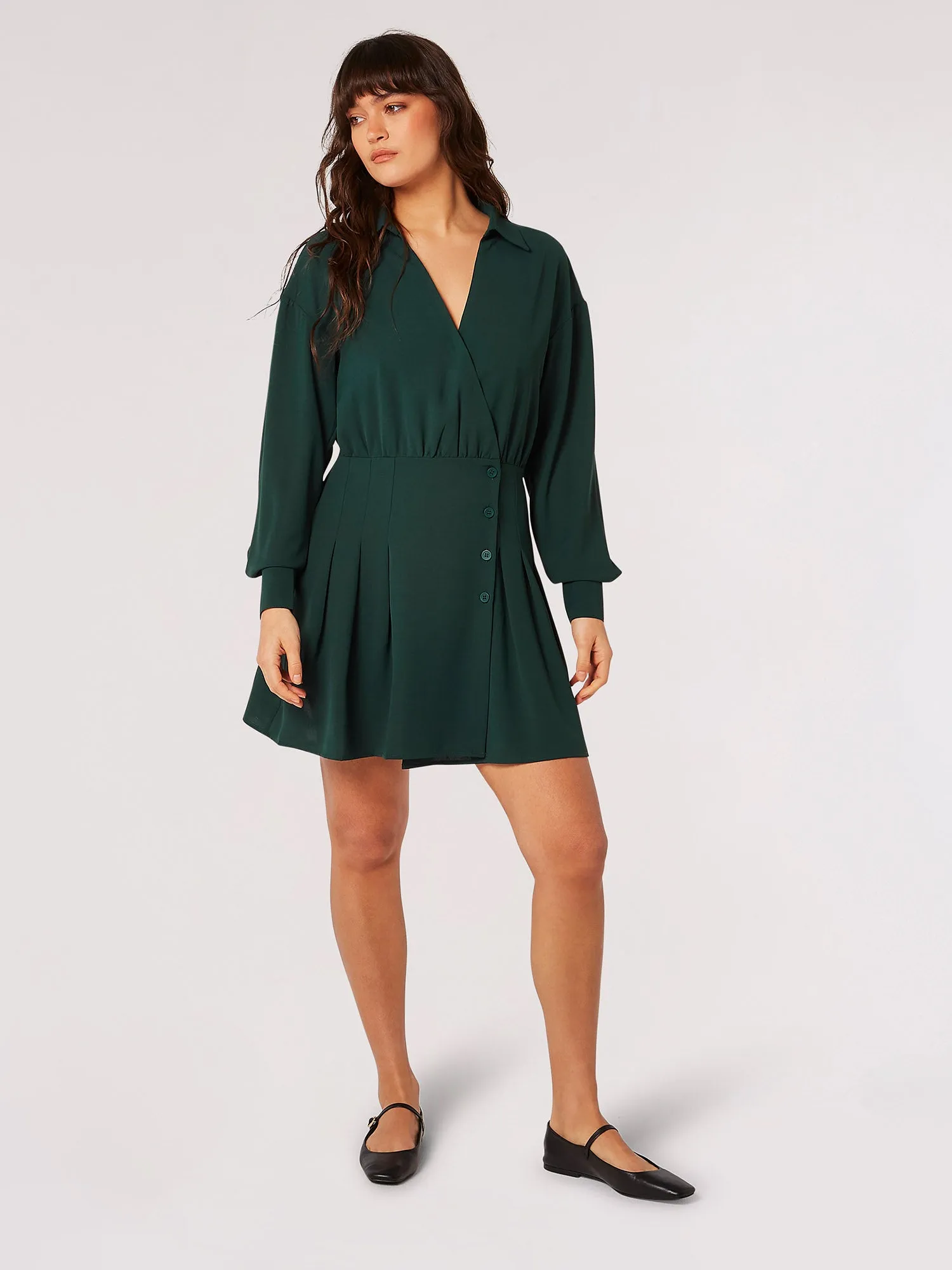 Apricot Collared Shirt Mini Dress