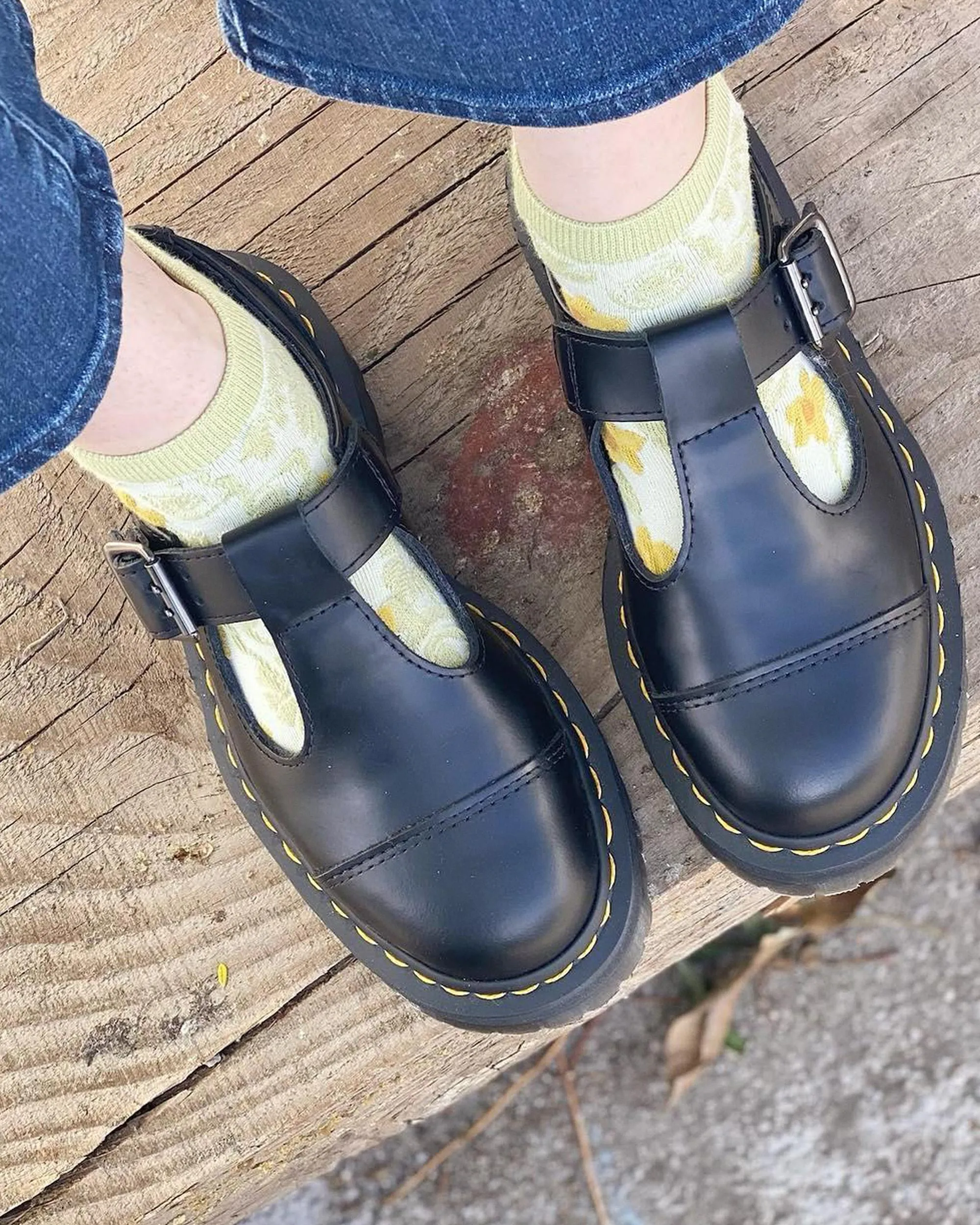 Bethan Dr. polished smooth leather platform shoes. Martens