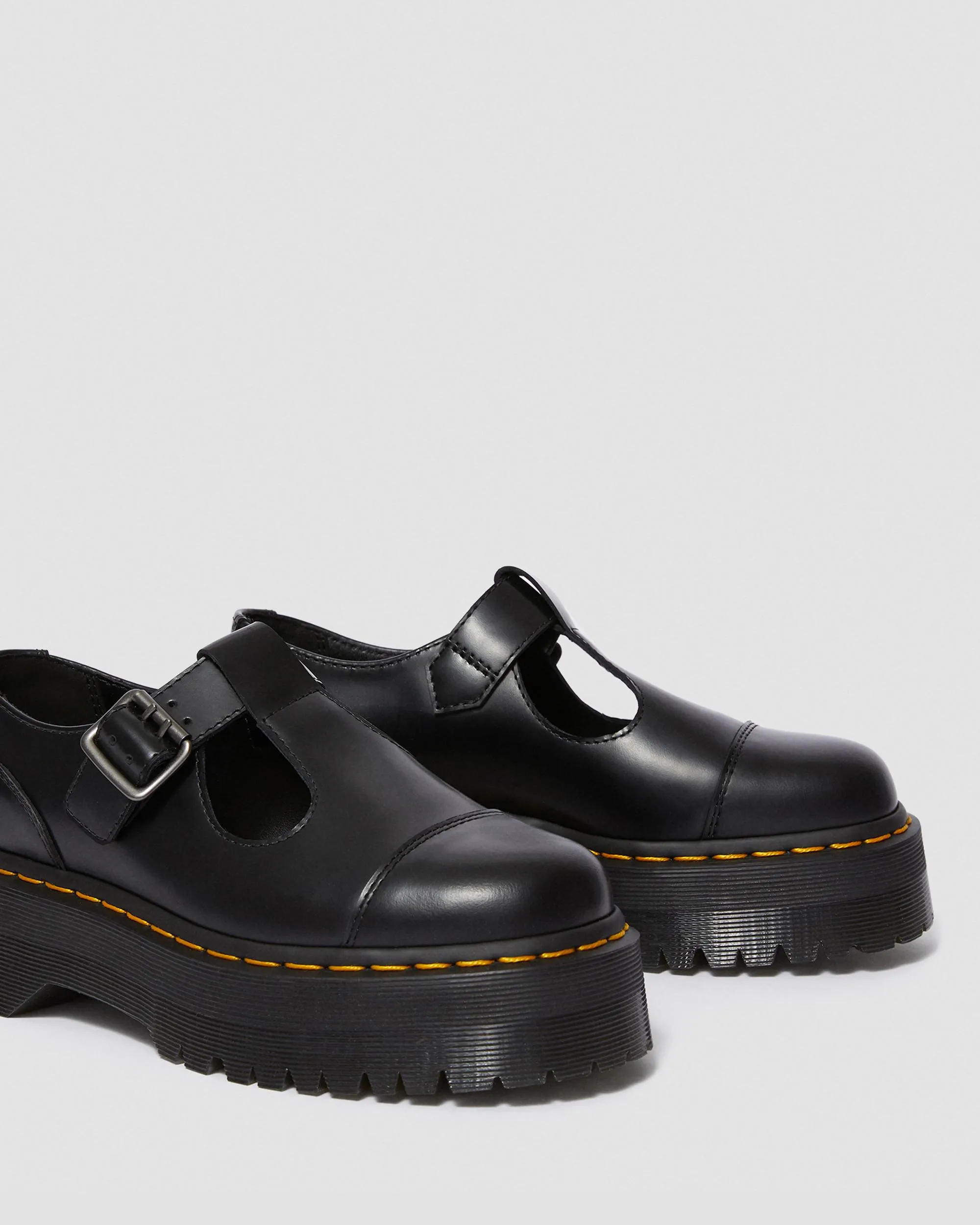 Bethan Dr. polished smooth leather platform shoes. Martens