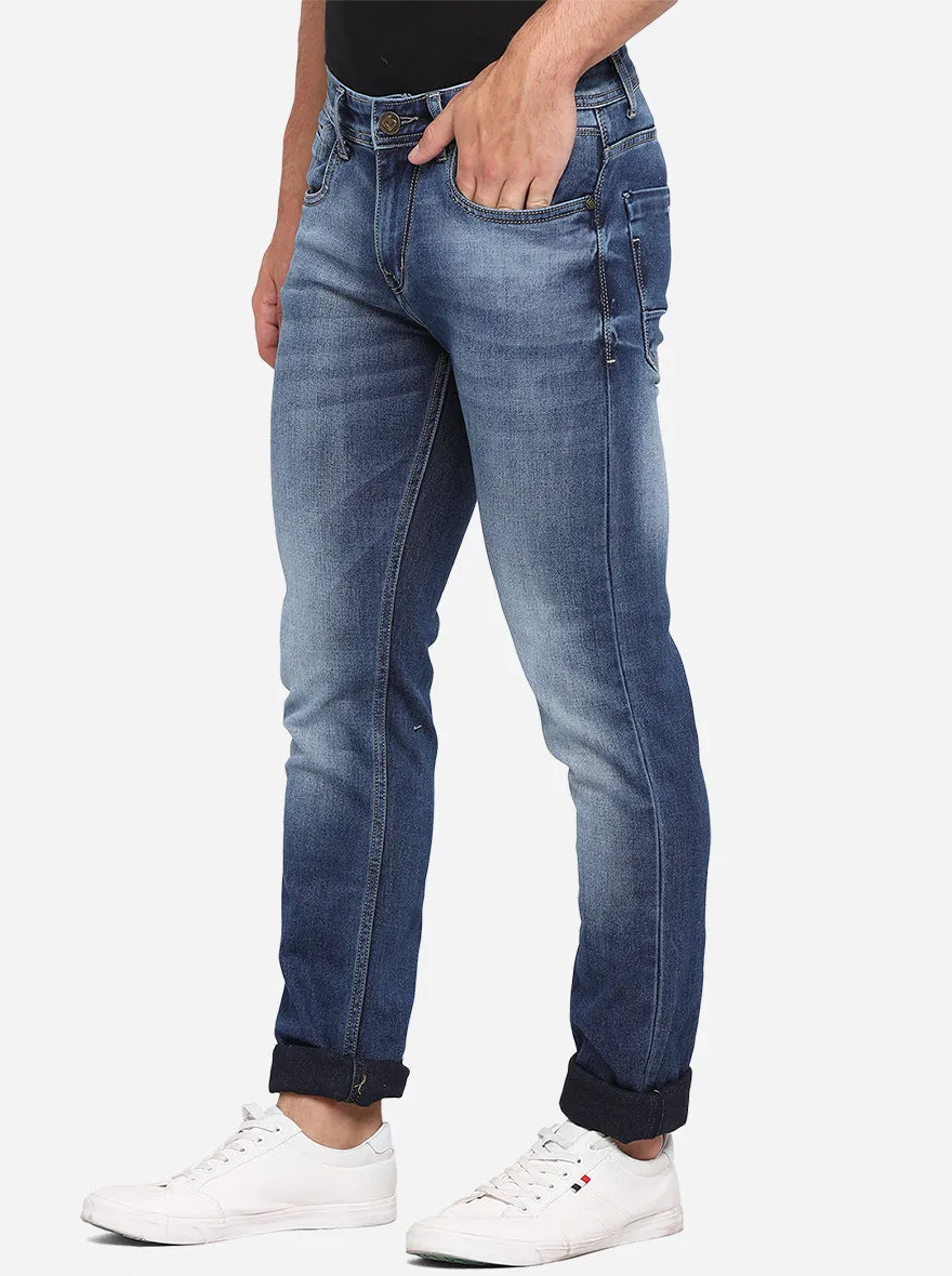 Bijou Blue Solid Narrow Fit Jeans | Greenfibre