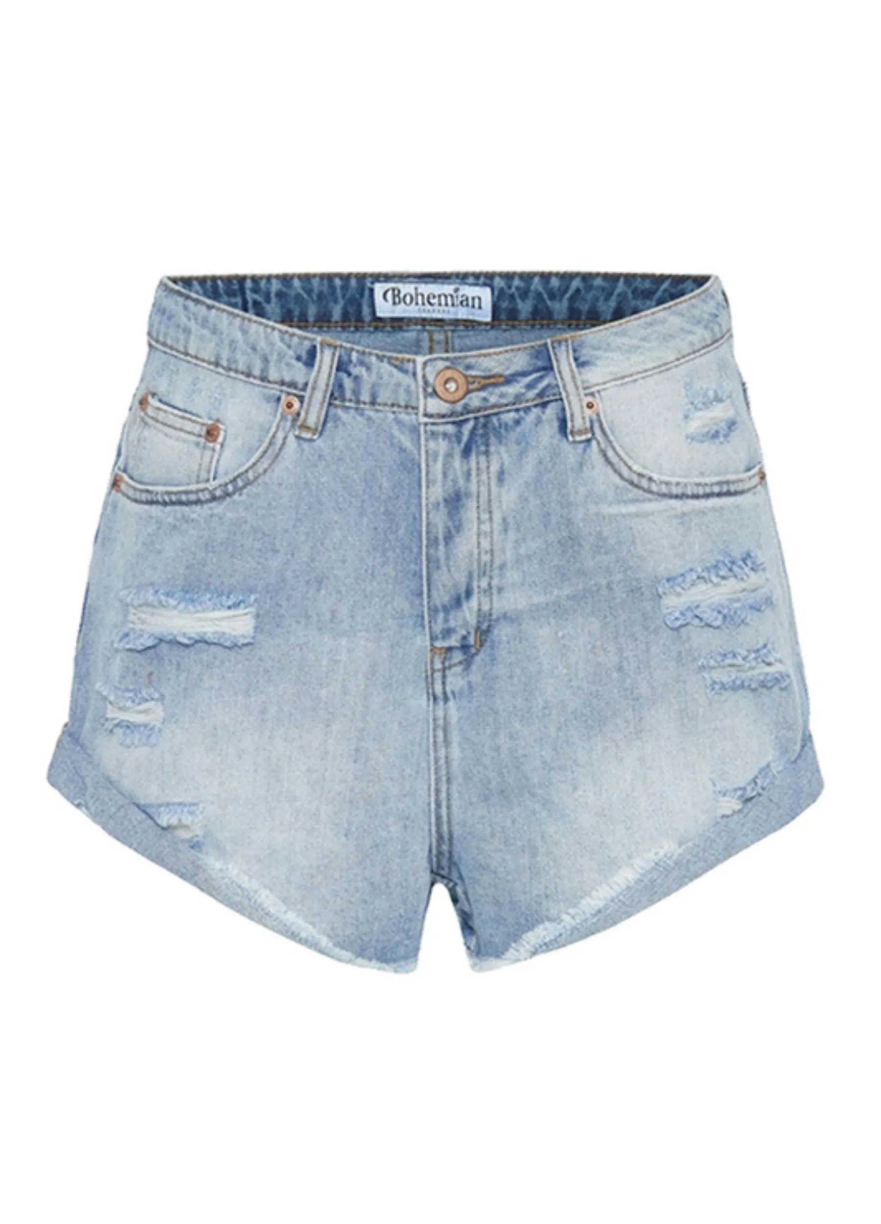 Bohemian Traders - Distressed Short - Light Blue Wash