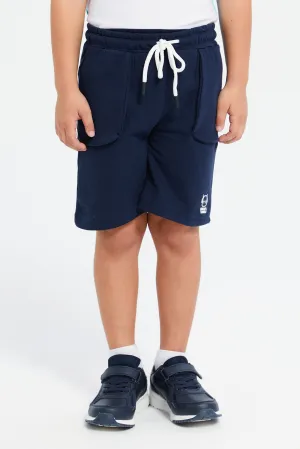 Boys Navy Basic Knit Shorts