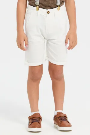 Boys White Short With Suspender