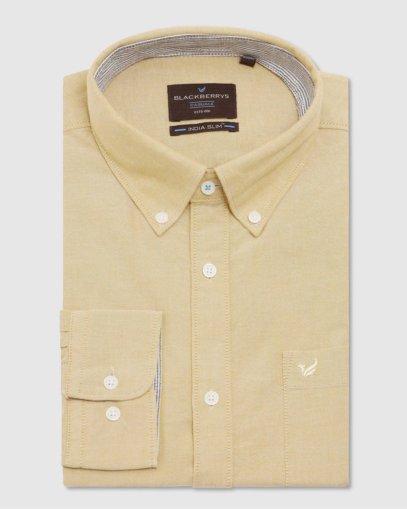 Casual Ochre Solid Shirt - Ronic