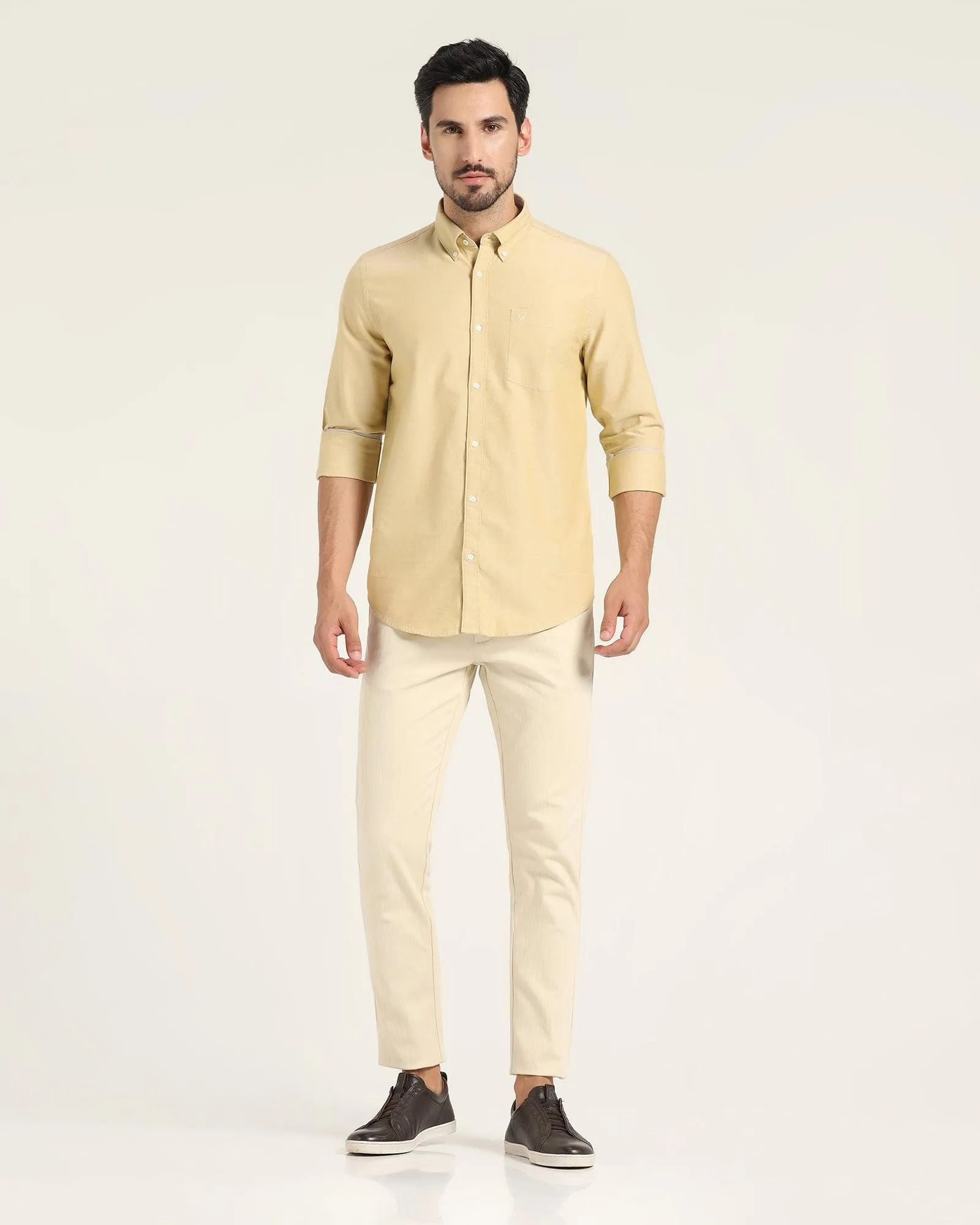 Casual Ochre Solid Shirt - Ronic