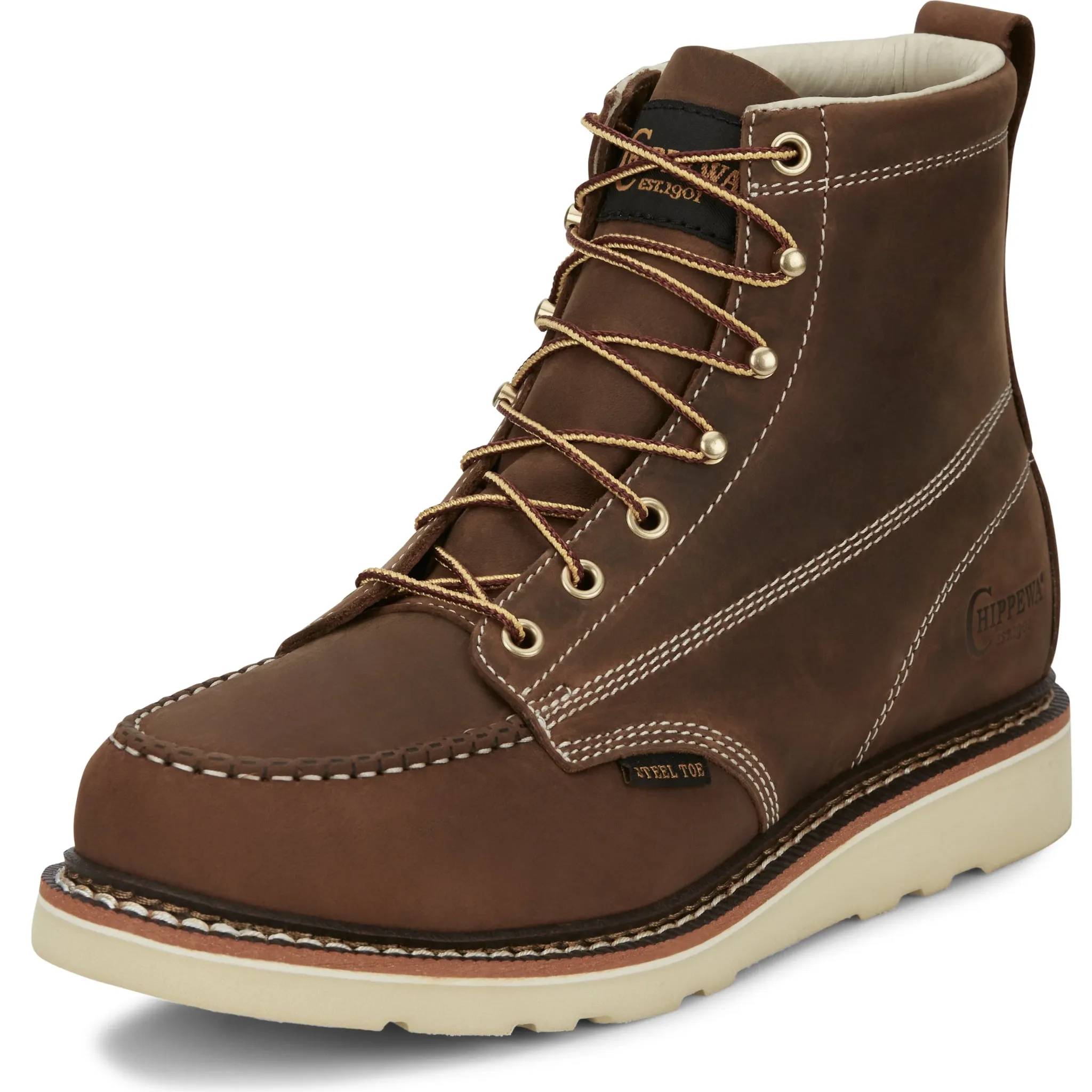 CHIPPEWA MEN'S STEEL MOC TOE WORK BOOTS - ED5321