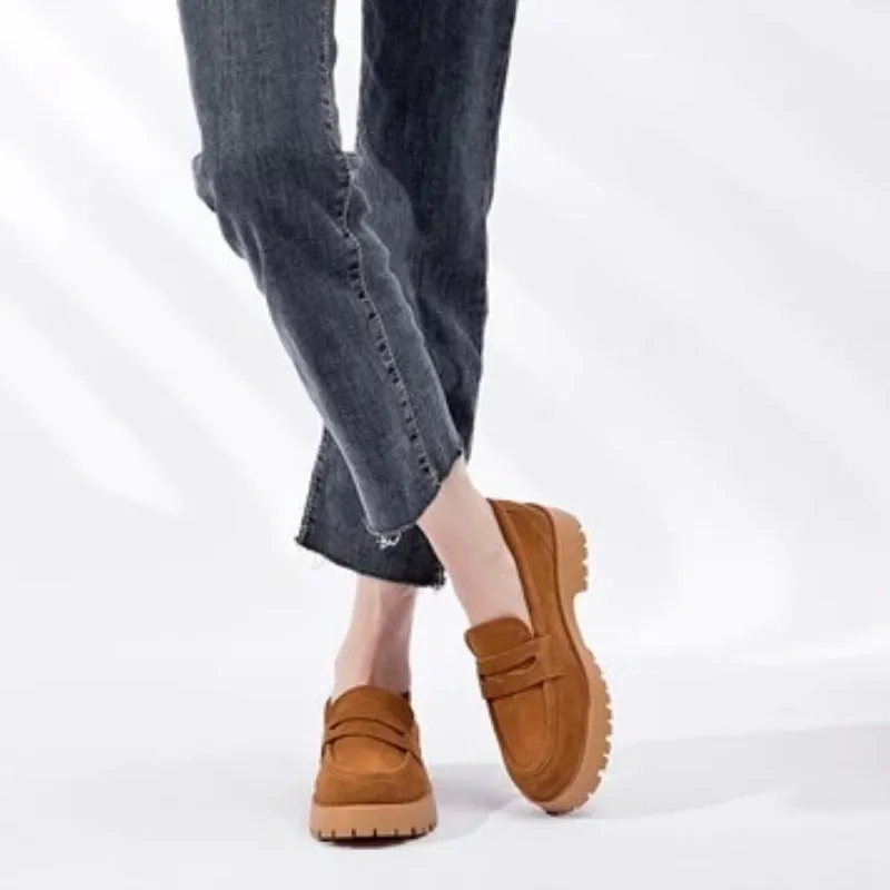 College Style Thick-sole Slip-on Casual Loafer Shoes