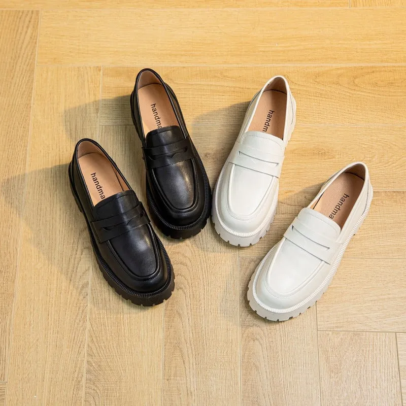 College Style Thick-sole Slip-on Casual Loafer Shoes