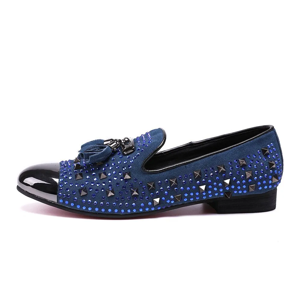 ExoticLuxe Rivet Detail Dress Loafers