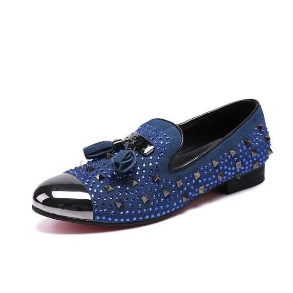 ExoticLuxe Rivet Detail Dress Loafers