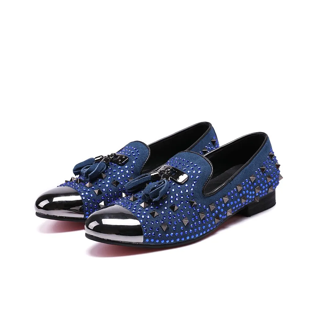 ExoticLuxe Rivet Detail Dress Loafers