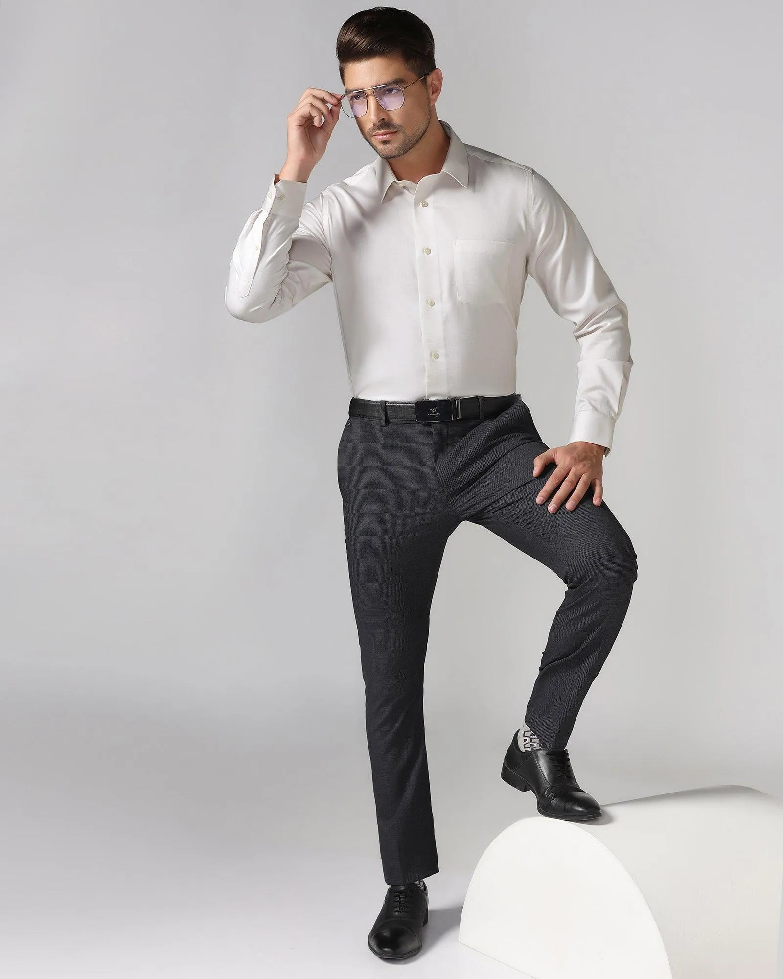 Formal Cream Textured Shirt - Zach