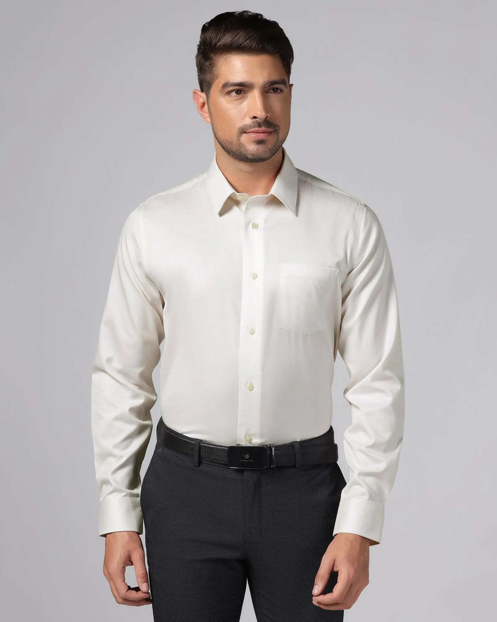 Formal Cream Textured Shirt - Zach