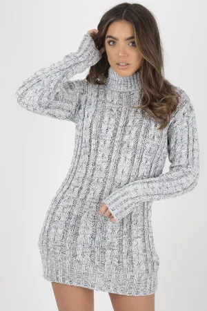 Grey Cowl Neck Knitted Dress - Loria