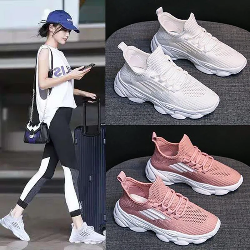 ikearlax Cross-Border  Spring and Summer New Korean Style Stylish Women's Shoes Breathable Flying Woven Coconut Shoes Women's Sports Casual Fashion Shoes