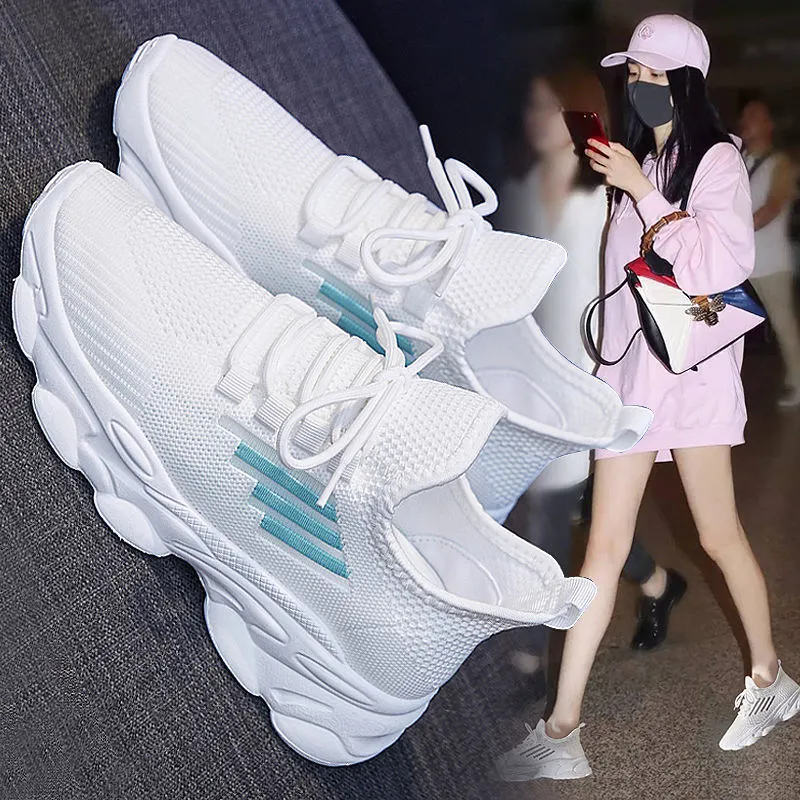 ikearlax Cross-Border  Spring and Summer New Korean Style Stylish Women's Shoes Breathable Flying Woven Coconut Shoes Women's Sports Casual Fashion Shoes