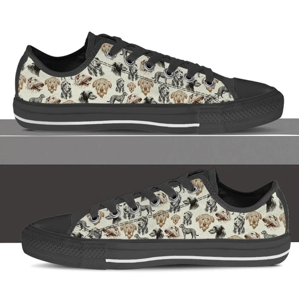 Irish Wolfhound Low Top Shoes - Low Top Sneaker, Dog Printed Shoes, Canvas Shoes For Men, Women