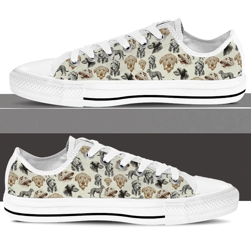 Irish Wolfhound Low Top Shoes - Low Top Sneaker, Dog Printed Shoes, Canvas Shoes For Men, Women