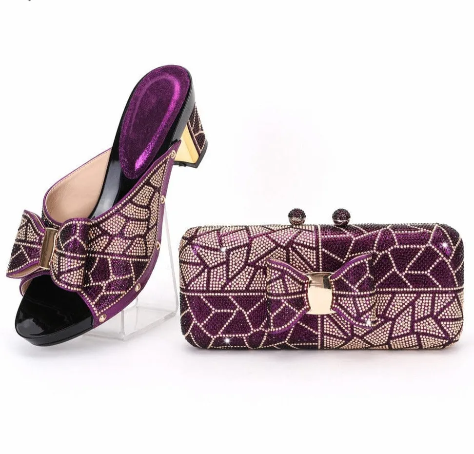 Italian Decorated Shoes And Bag Set