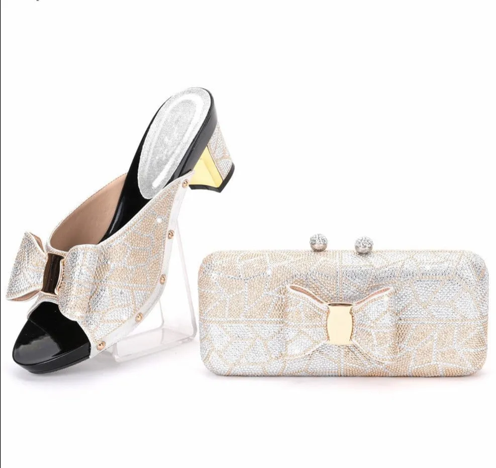 Italian Decorated Shoes And Bag Set