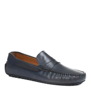 Jones Bootmaker Reginald Hand-Finished Navy Leather Mens Driver Moccasin