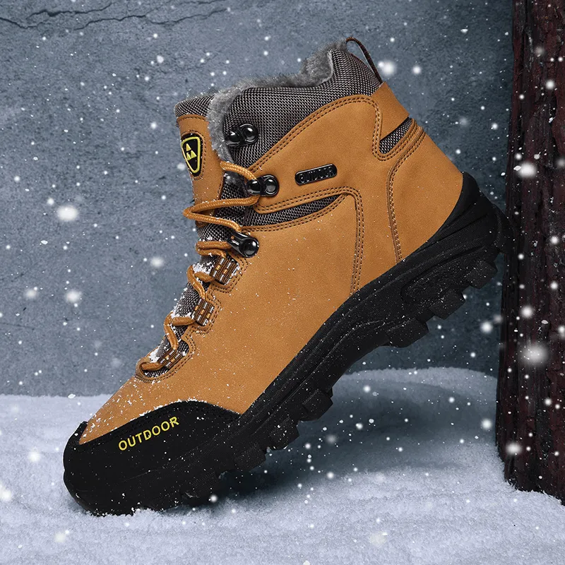 kkboxly kkboxly Men Outdoor Comfy Non Slip Wearable Plush Warm Winter Hiking Boots