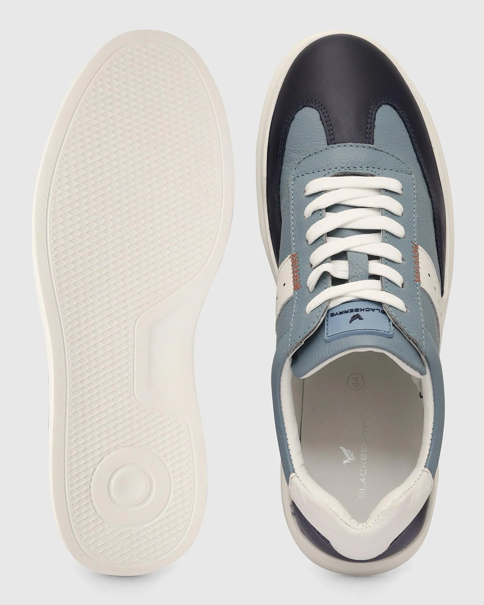 Leather Blue Solid Sneakers - Tammy