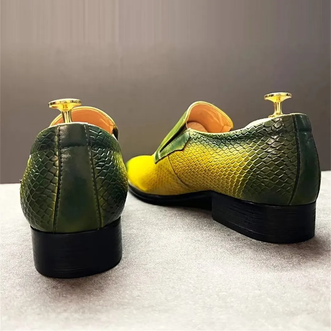 LeathLux Genuine Crocodile Pattern Sophisticated Slip-Ons 1 2