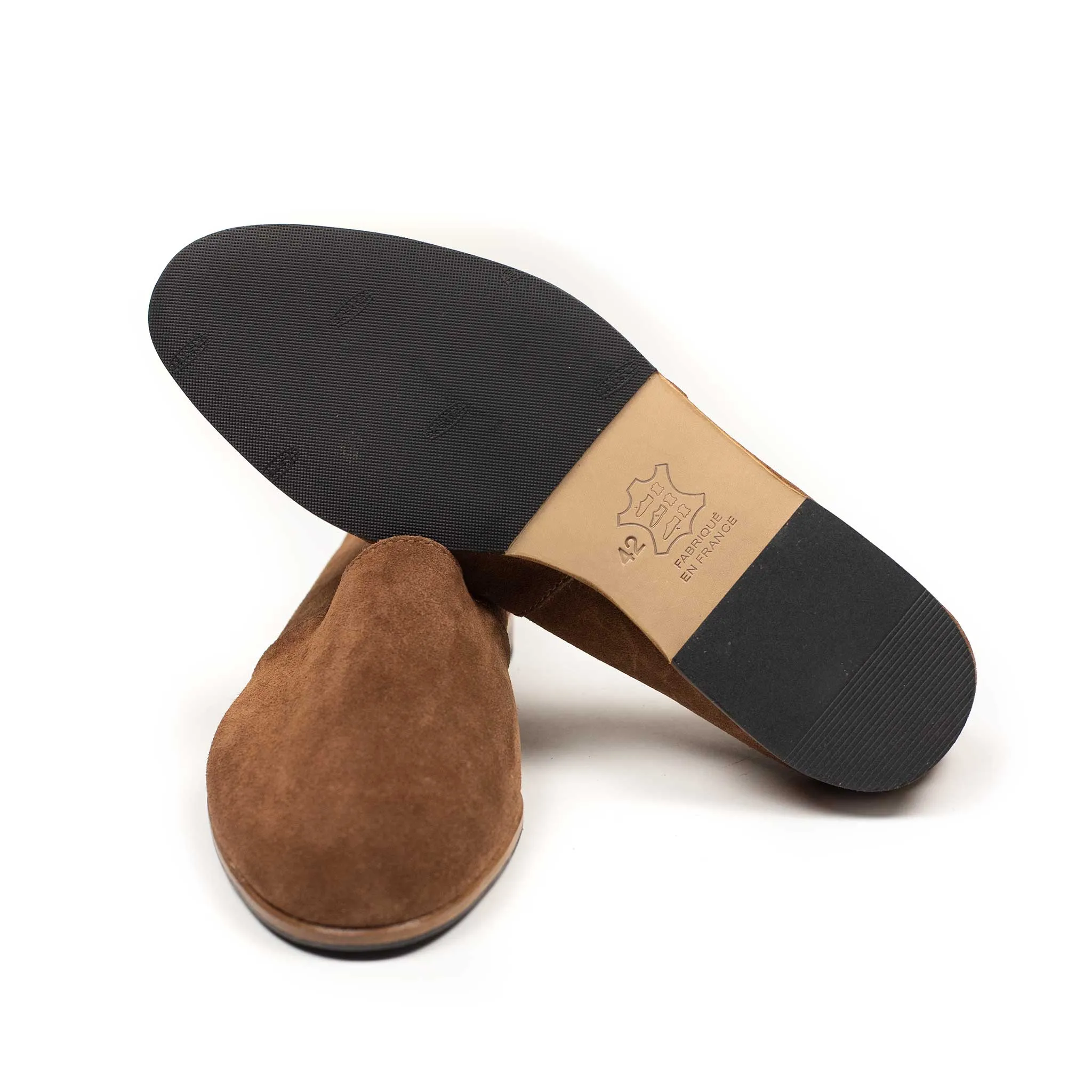 Maury slippers in rust calf suede