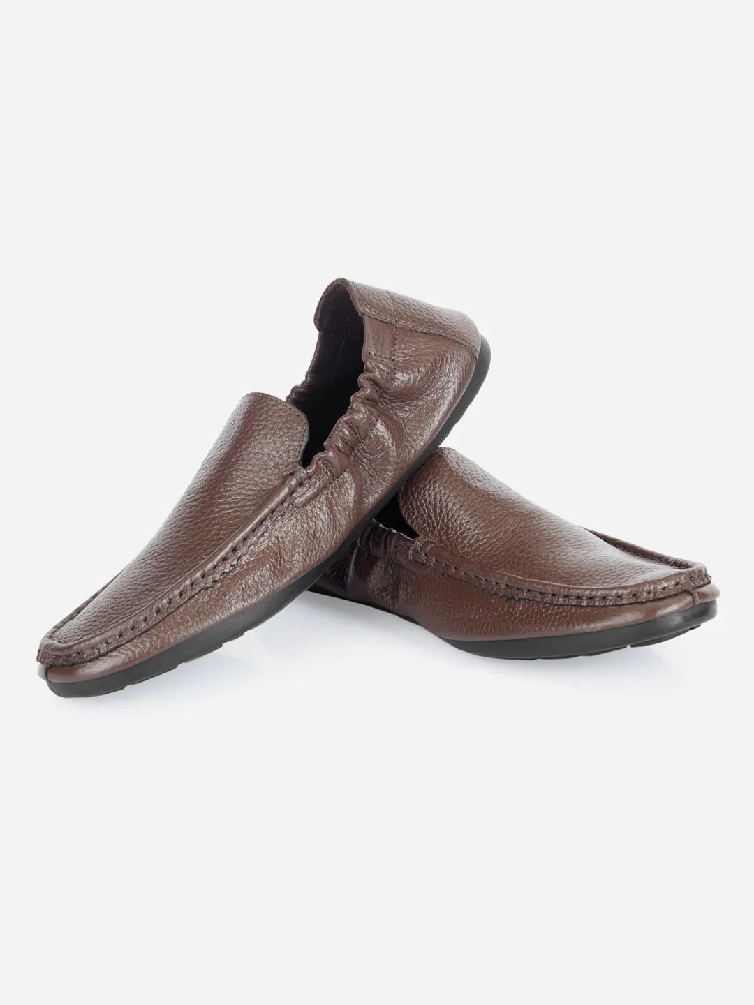 Men's Brown Elastic Collered Snug Fit Slip On (ID3057)