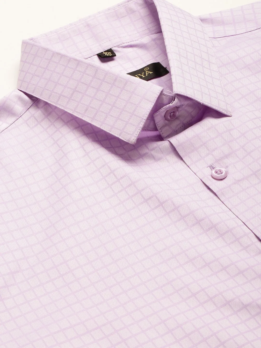 Mens Cotton Purple Checked Formal Shirt - Sojanya