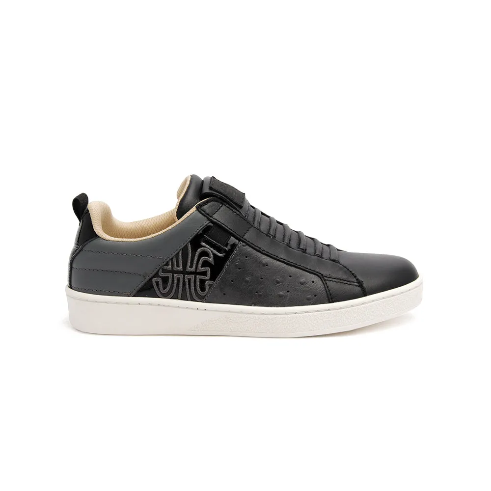 Men's Icon Manhood Black White Leather Sneakers 02093-998