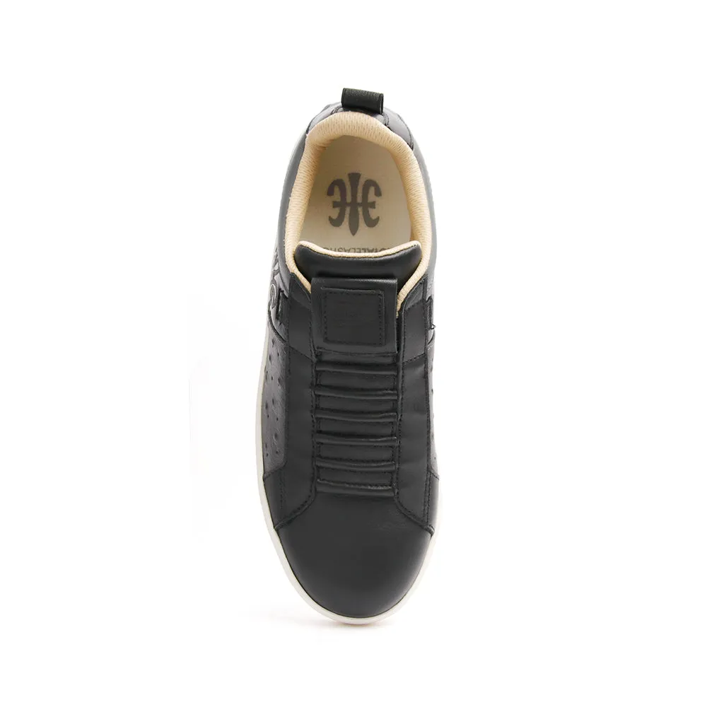 Men's Icon Manhood Black White Leather Sneakers 02093-998