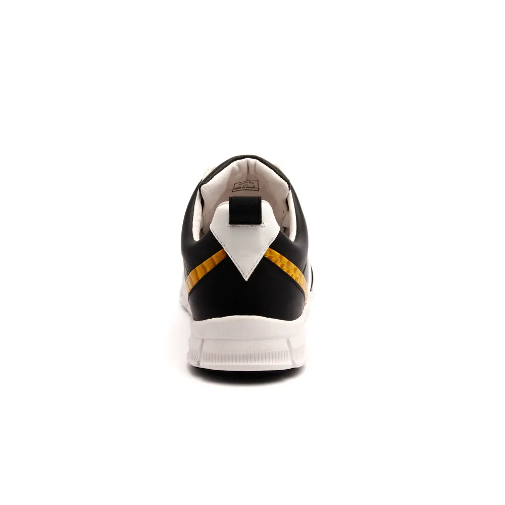 Men's Rider Black Yellow White Leather Sneakers 01183-953