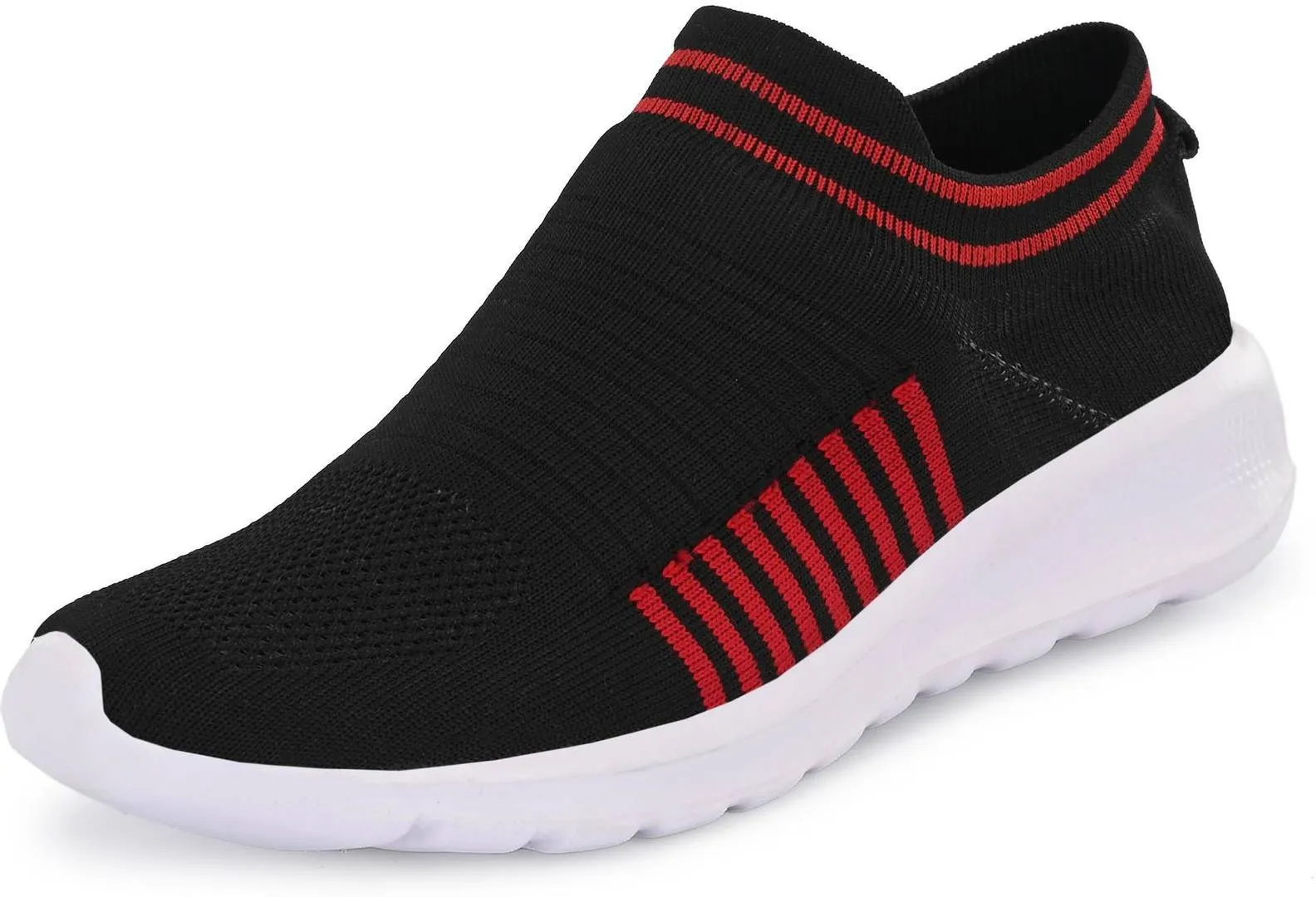 Men's Stylish and Trendy Black Striped Mesh Casual Sneakers