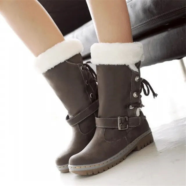 OCW Women Mid-Calf Comfortable Warm Fur Winter Boots