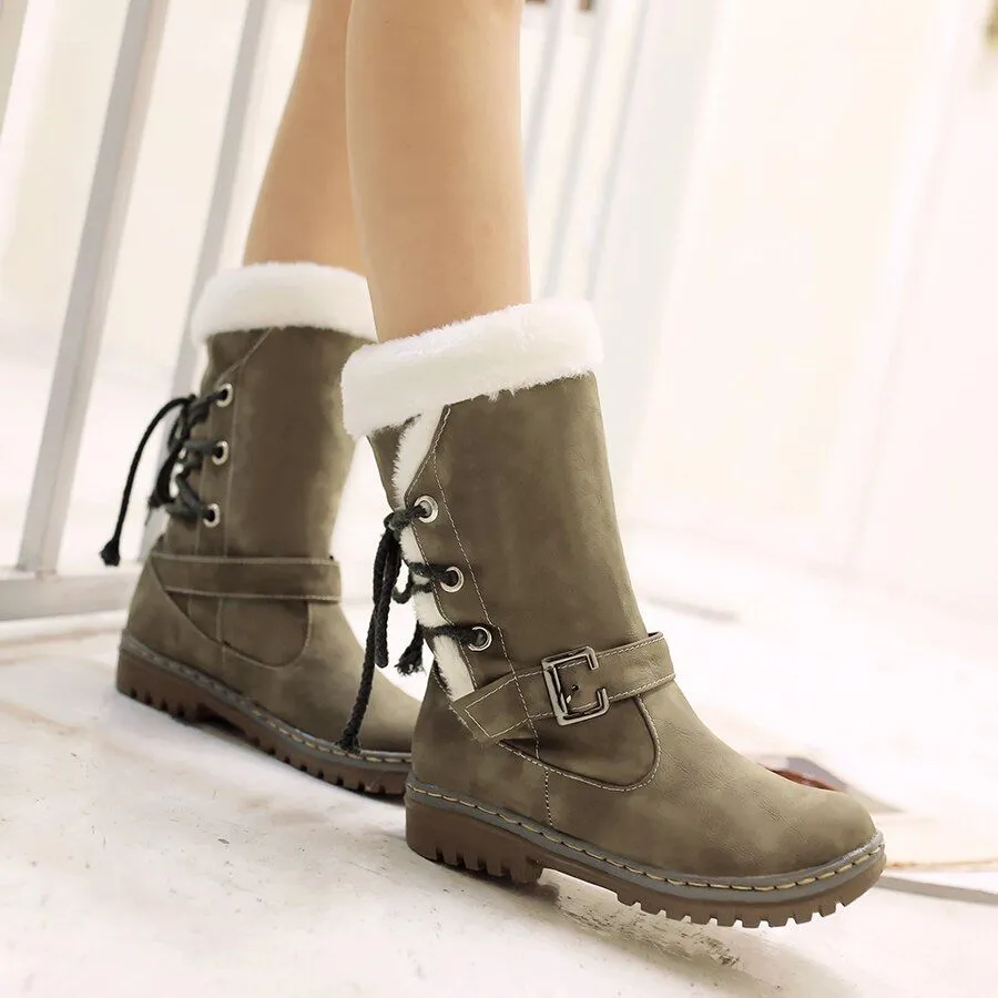 OCW Women Mid-Calf Comfortable Warm Fur Winter Boots