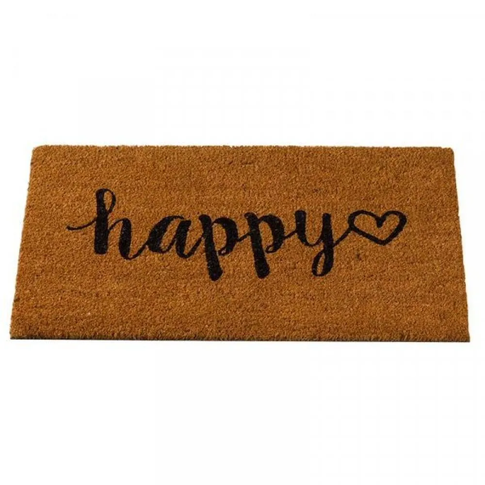 Outside In Happy Heart Coir Door Mat