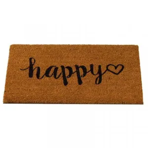 Outside In Happy Heart Coir Door Mat