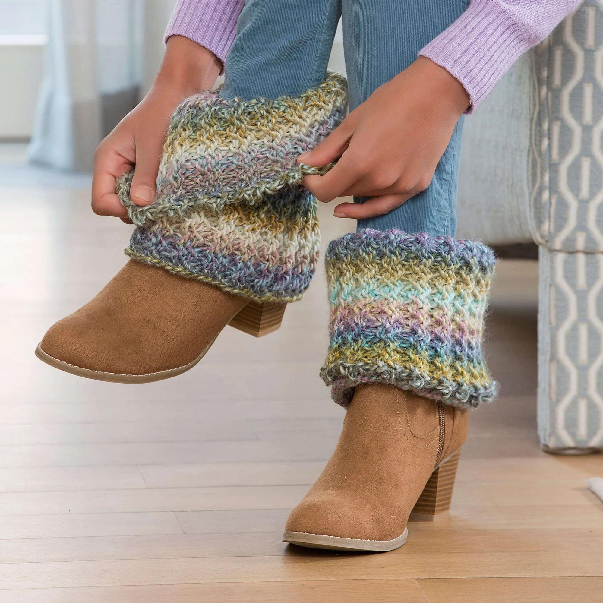 Red Heart Warm Ribbed Crochet Boot Cuffs