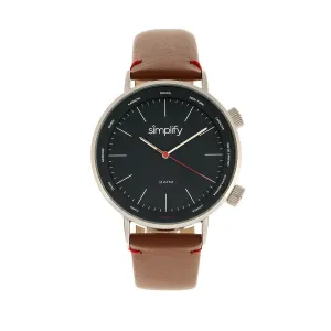 Simplify The 3300 Leather-Band Watch - Brown/Navy