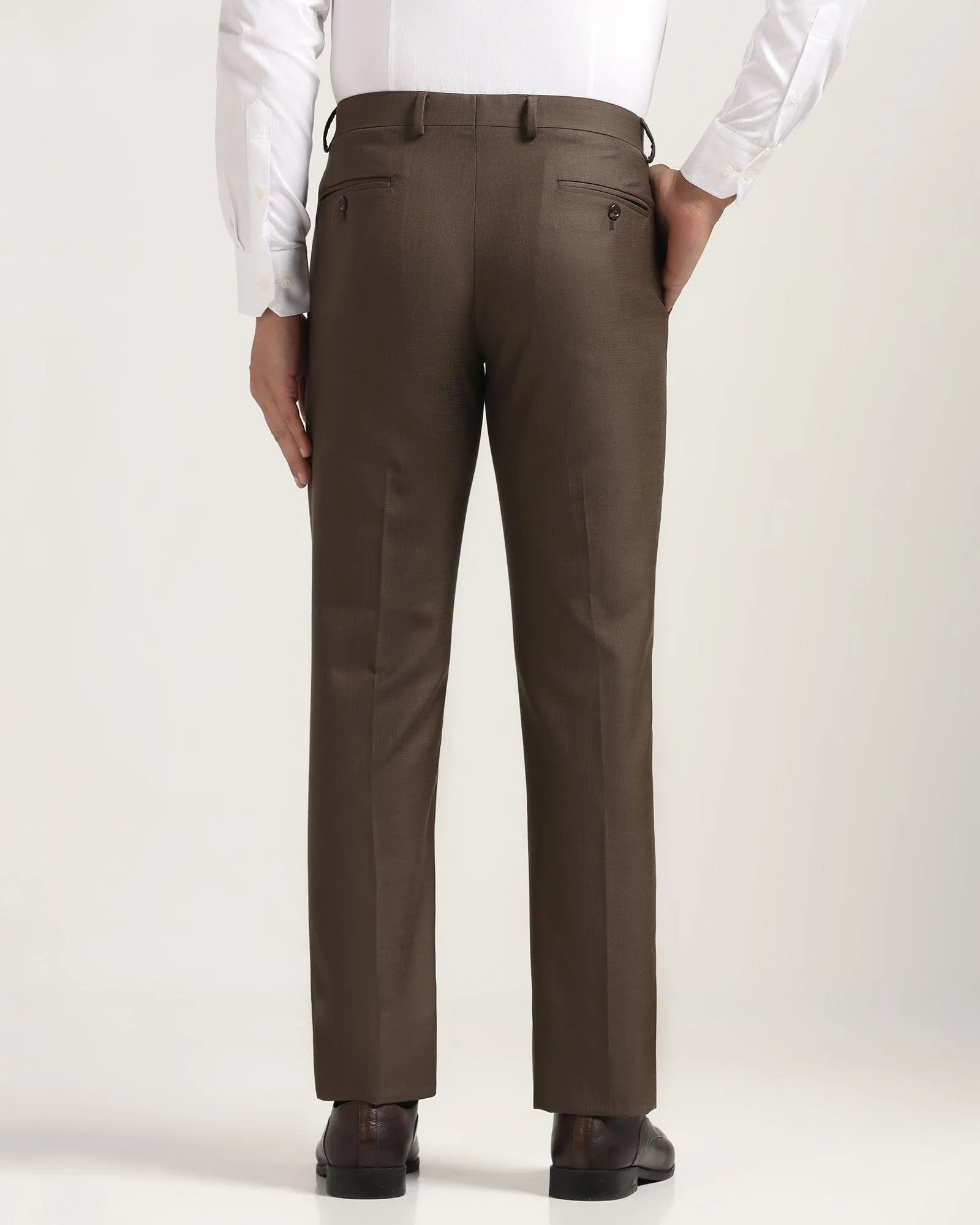 Slim Comfort B-95 Formal Brown Solid Trouser - Marina