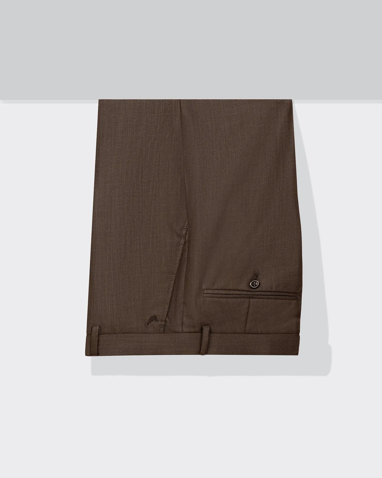 Slim Comfort B-95 Formal Brown Solid Trouser - Marina