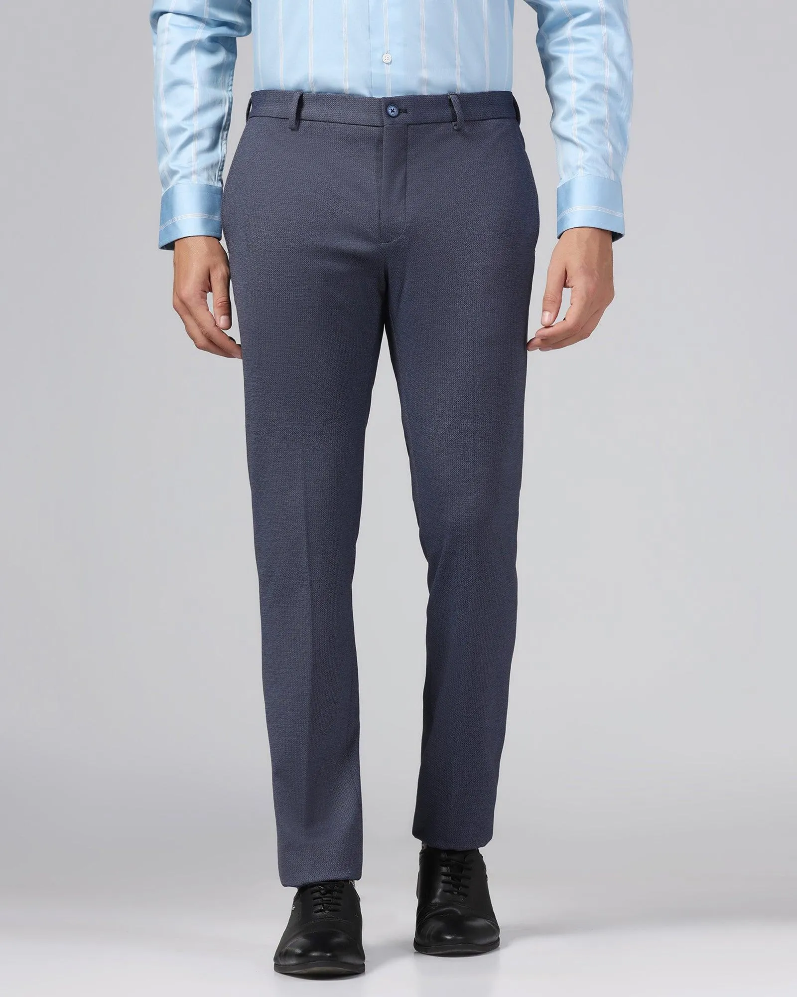 Slim Fit B-91 Formal Navy Printed Trouser - Harrier