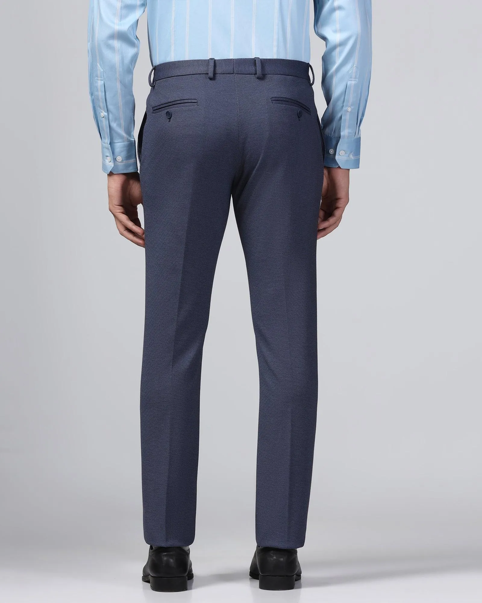 Slim Fit B-91 Formal Navy Printed Trouser - Harrier