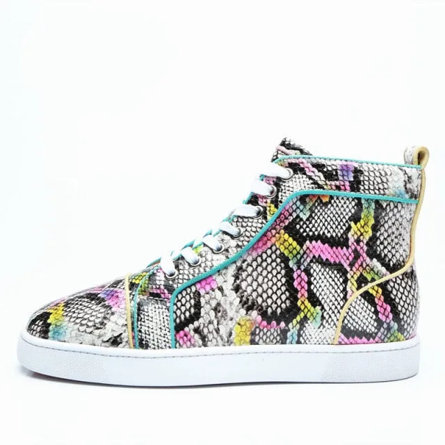 Snakeskin Chic Multicolor High Top Waterproof Shoes