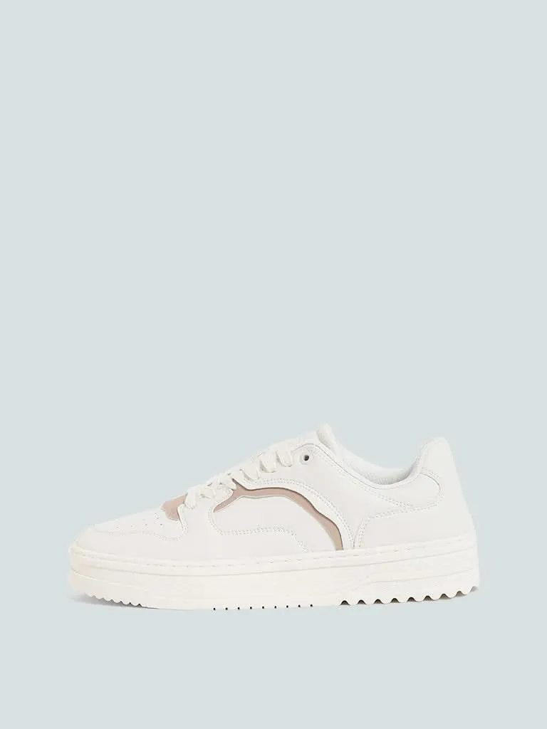 SOLEPLAY White & Beige Chunky Sneakers