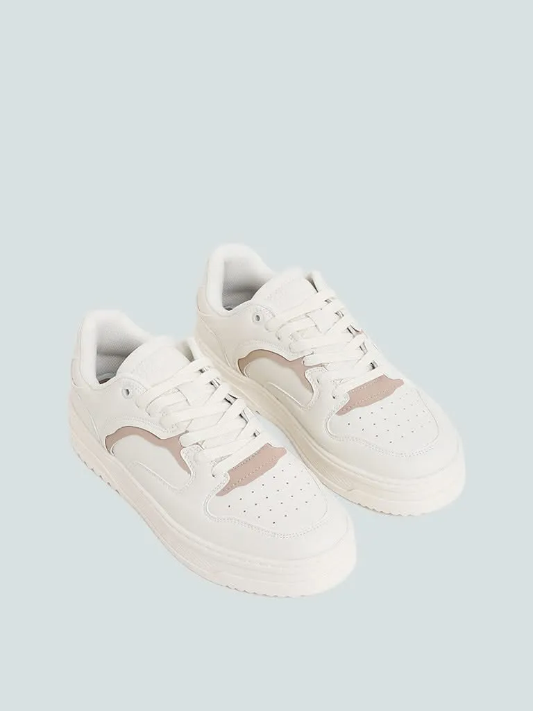 SOLEPLAY White & Beige Chunky Sneakers