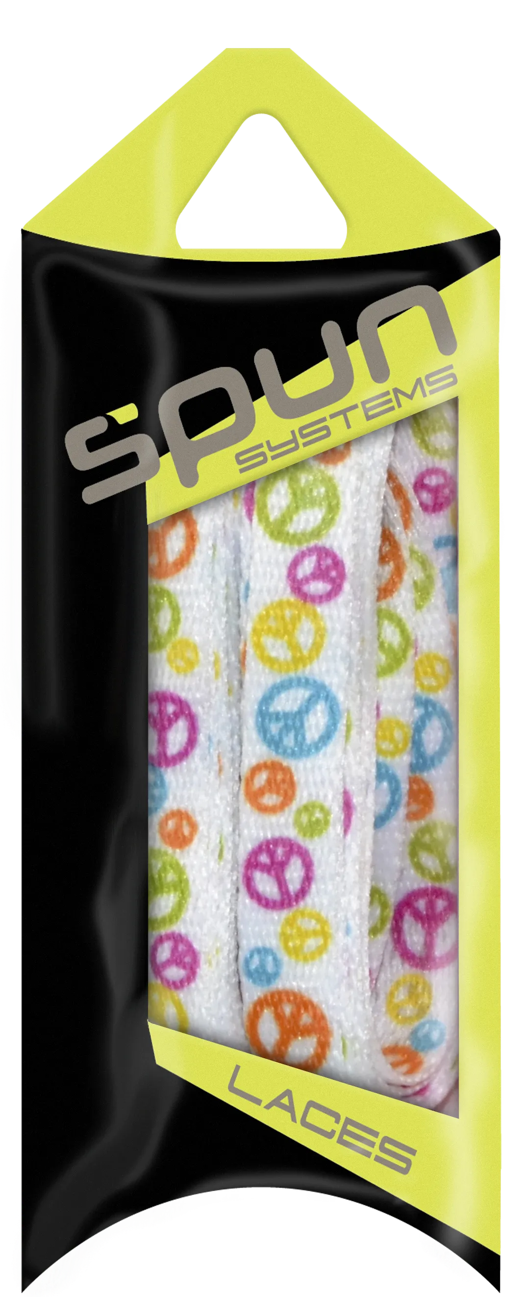 Spun™ 3/8" Printed ShoeLaces - White Peace Signs